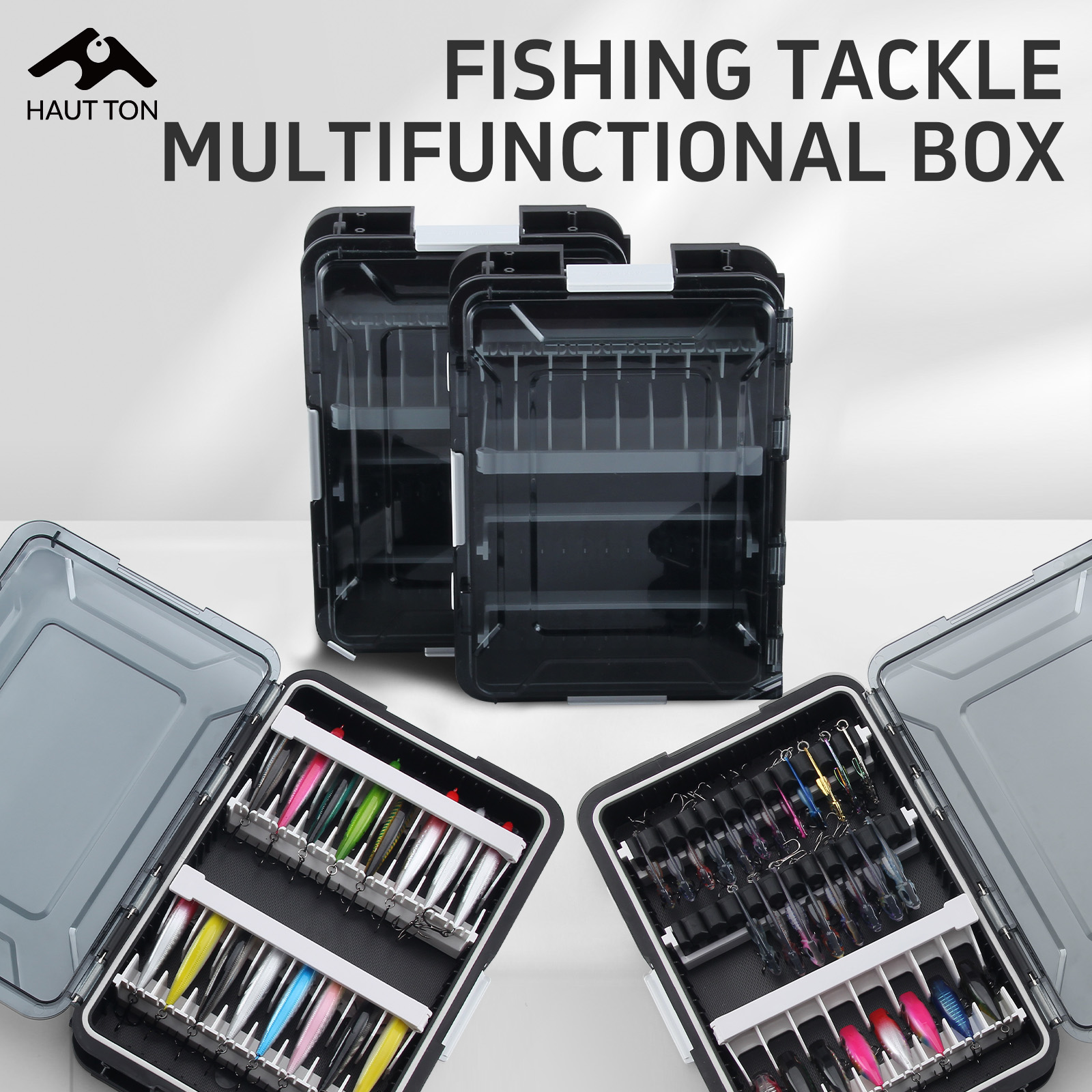 Fishing Kayak Crate - HAUT TON Waterproof Multifunctional Black Fishing