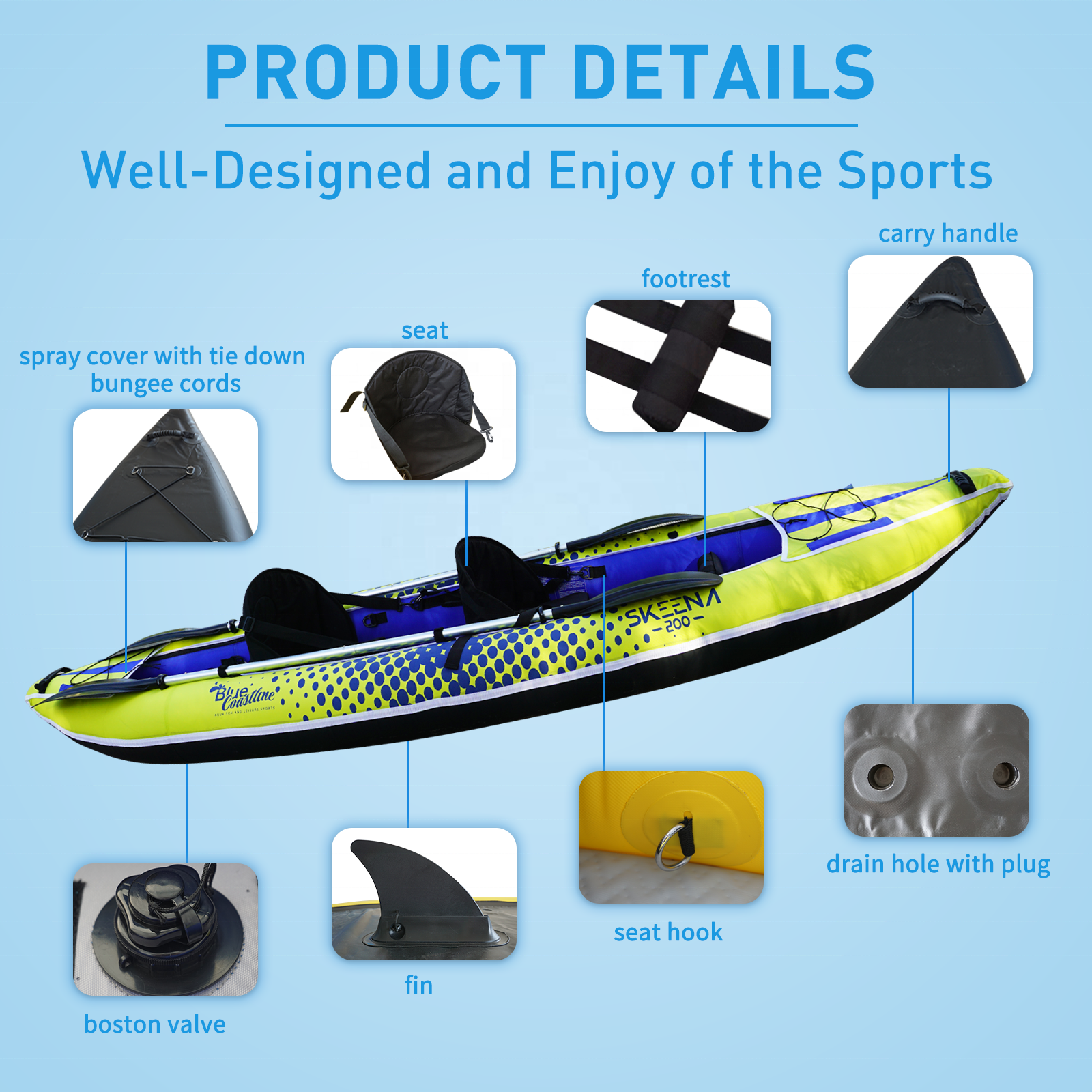 Adult Inflatable Fishing Canoe – Fishing Kayak Seat recenzja i cena