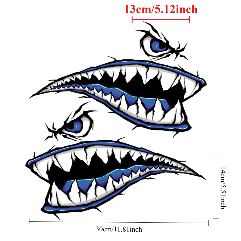2PCS Shark Teeth Mouth Boat St – Fishing Kayak Sit On Top recenzja i cena